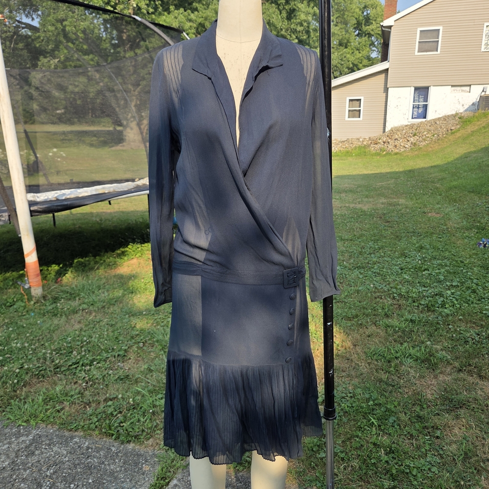 Elegant Navy Blue Wrap Dress